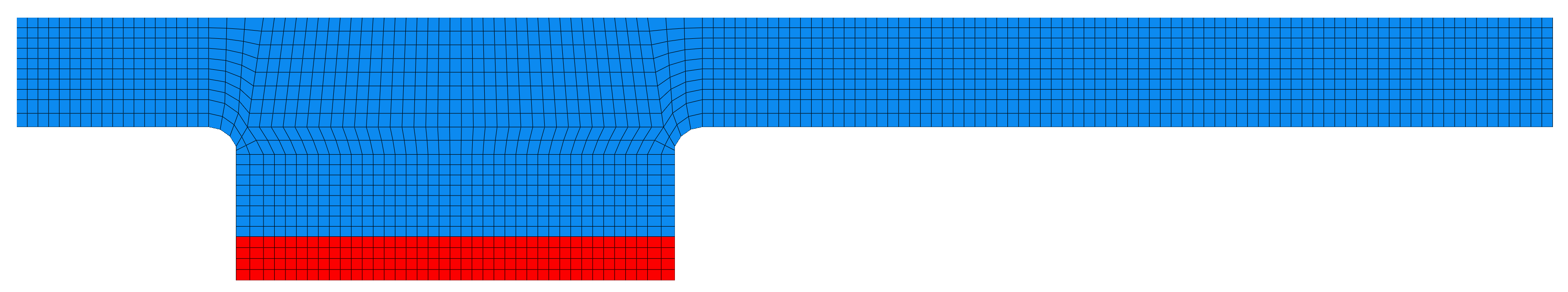 Figure 2: Discretised spatial domain for the channel flow over a cavity.