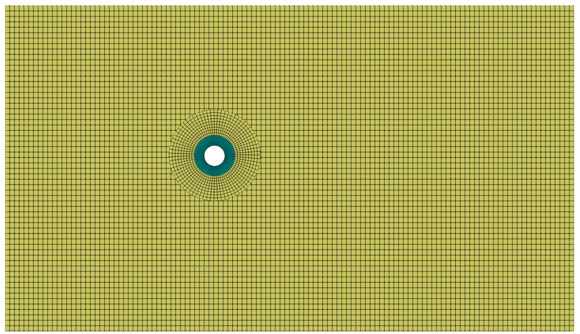 Diagram showing the fluid and solid meshes