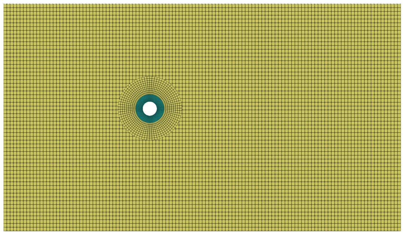 Diagram showing the fluid and solid meshes
