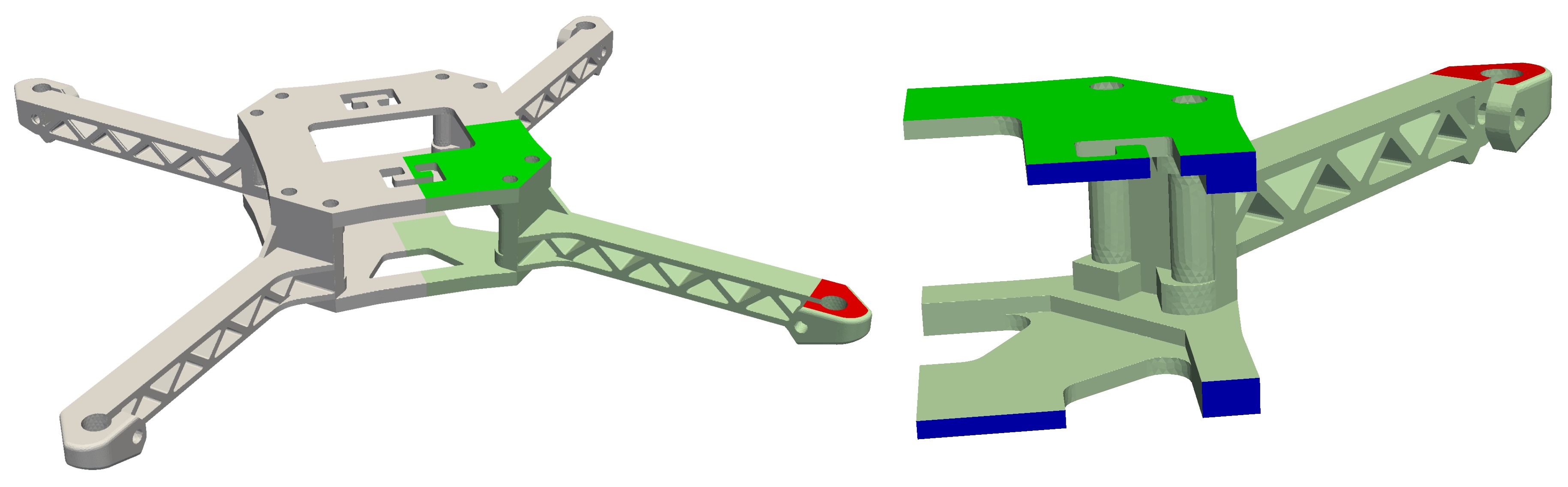 Loading, fixed and symmetry surfaces of the quarter model